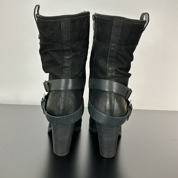 Marc Fisher MFFamous Black Nubuck Leather Mid Calf Boots Booties 10M - Picture 3 of 16